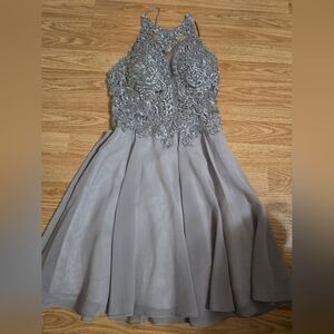 Elegant Gray Lace Dress